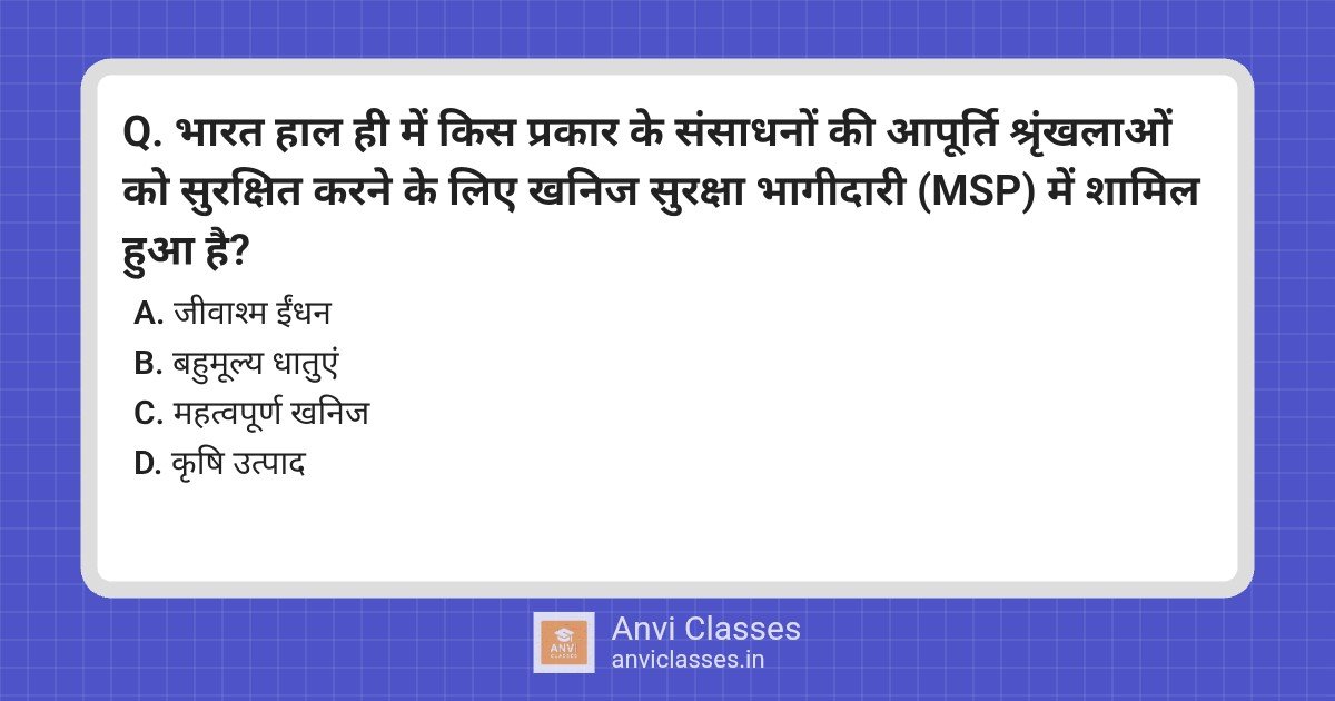 India, MSP & Critical Minerals Supply Chains