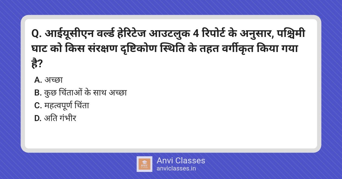 Western Ghats Conservation Status: IUCN Outlook 4