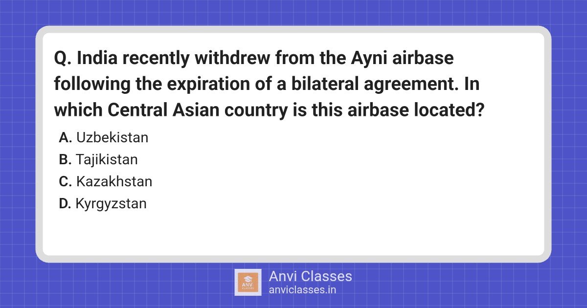 India Withdraws from Ayni Airbase in Tajikistan