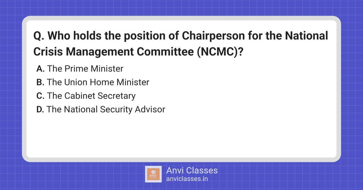 NCMC Chairperson, Disaster Management & Current Affairs