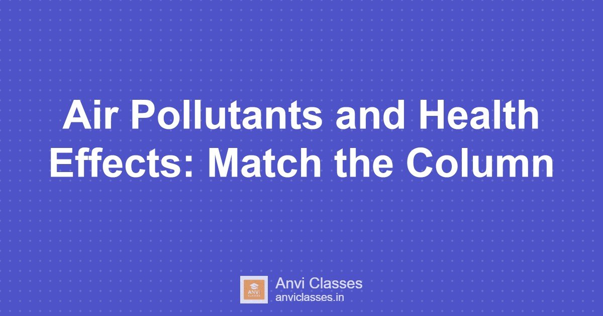 Air Pollutants and Health Effects: Match the Column