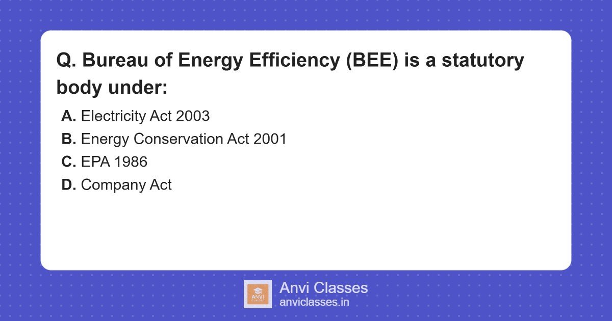 BEE Statutory Body Under Energy Conservation Act