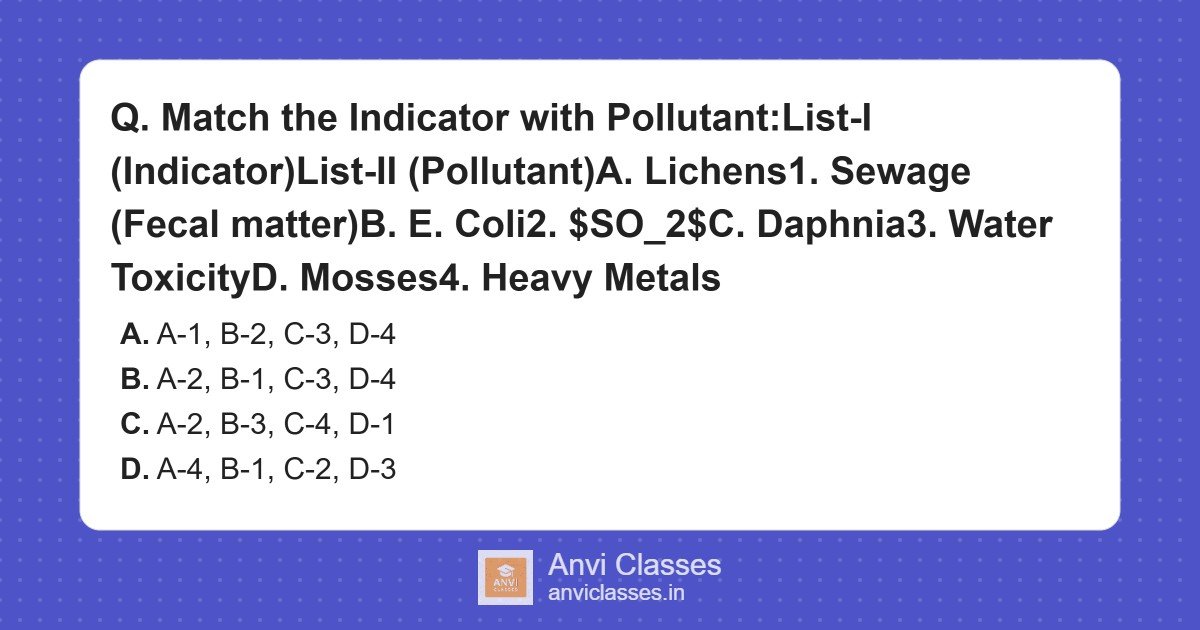 Bio-indicators and Pollutants Match | Environmental Science