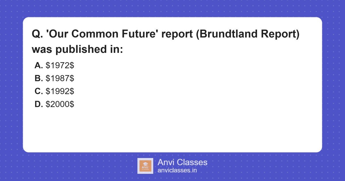 Brundtland Report ‘Our Common Future’ Publication Year
