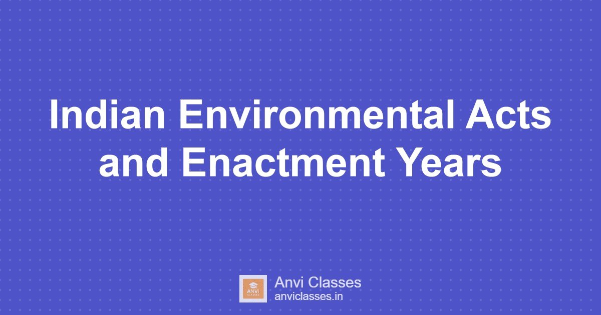 Indian Environmental Acts and Enactment Years