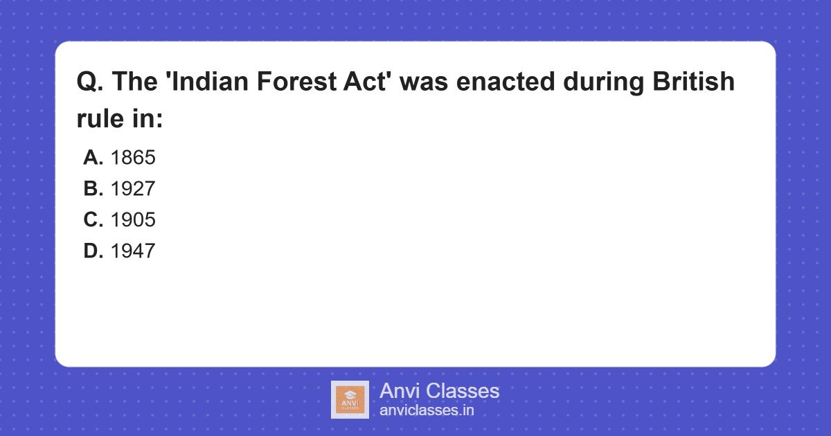 Indian Forest Act Enactment Year