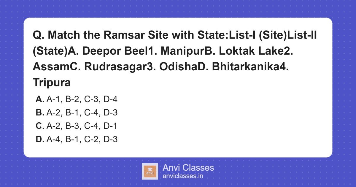 Indian Ramsar Sites and States Match