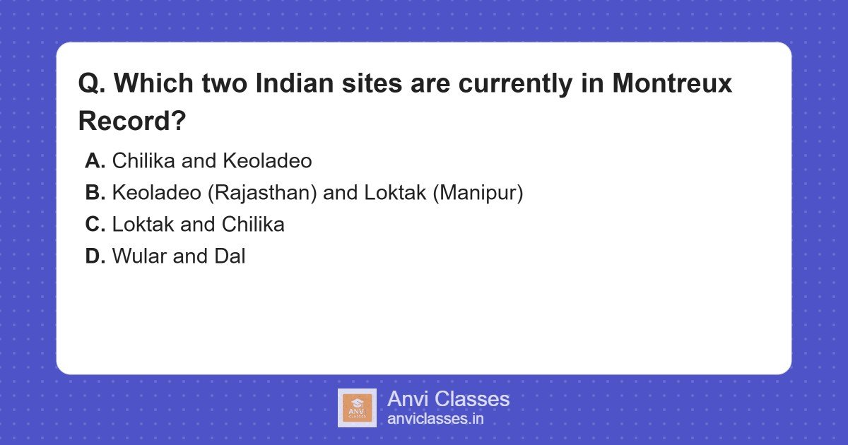 Indian Ramsar Sites in Montreux Record