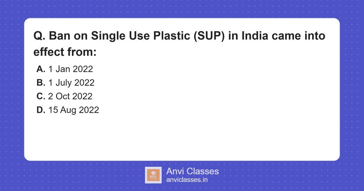 India’s Single Use Plastic Ban: Effective Date