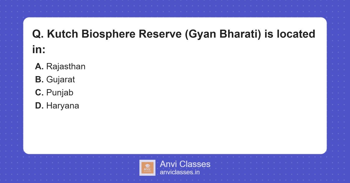 Kutch Biosphere Reserve (Gyan Bharati) Location