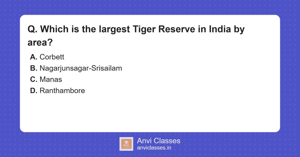 Largest Tiger Reserve in India by Area