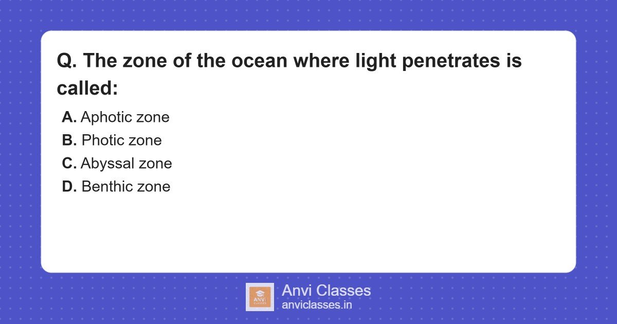 Ocean Light Penetration Zone: Photic Zone