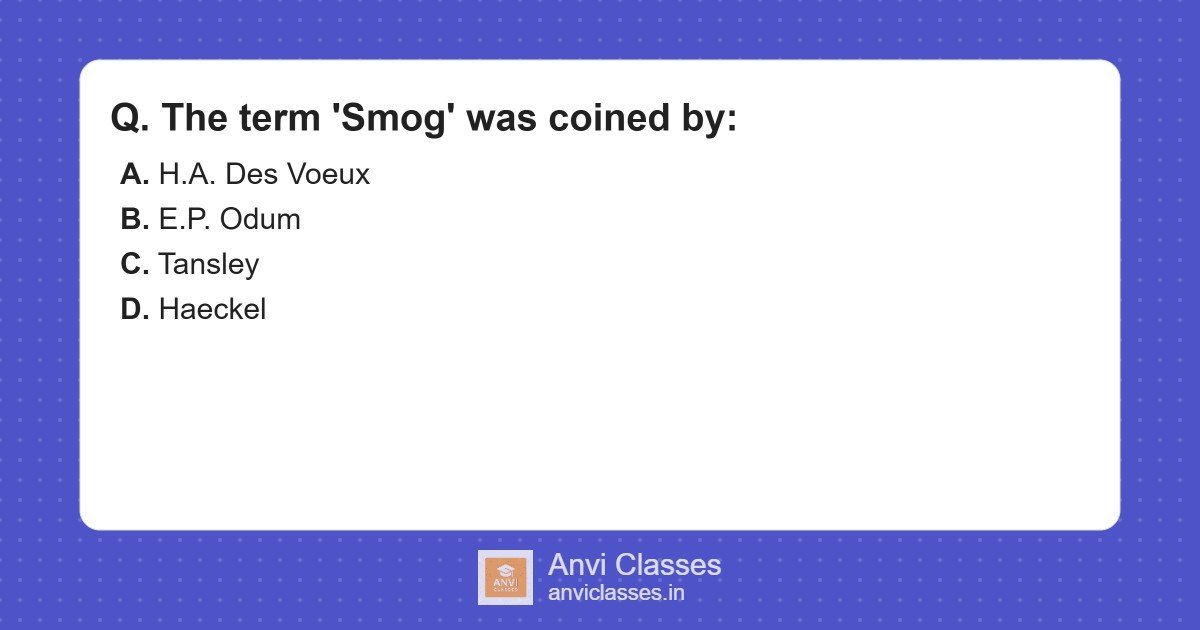 Origin of the Term Smog: H.A. Des Voeux