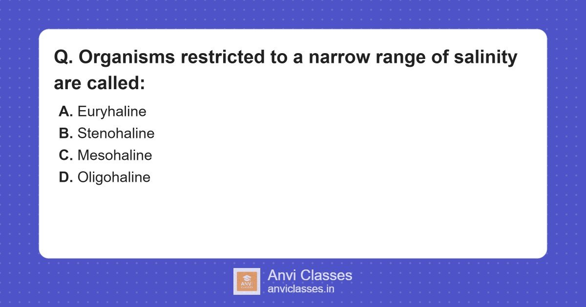 Salinity Tolerance: Stenohaline Organisms