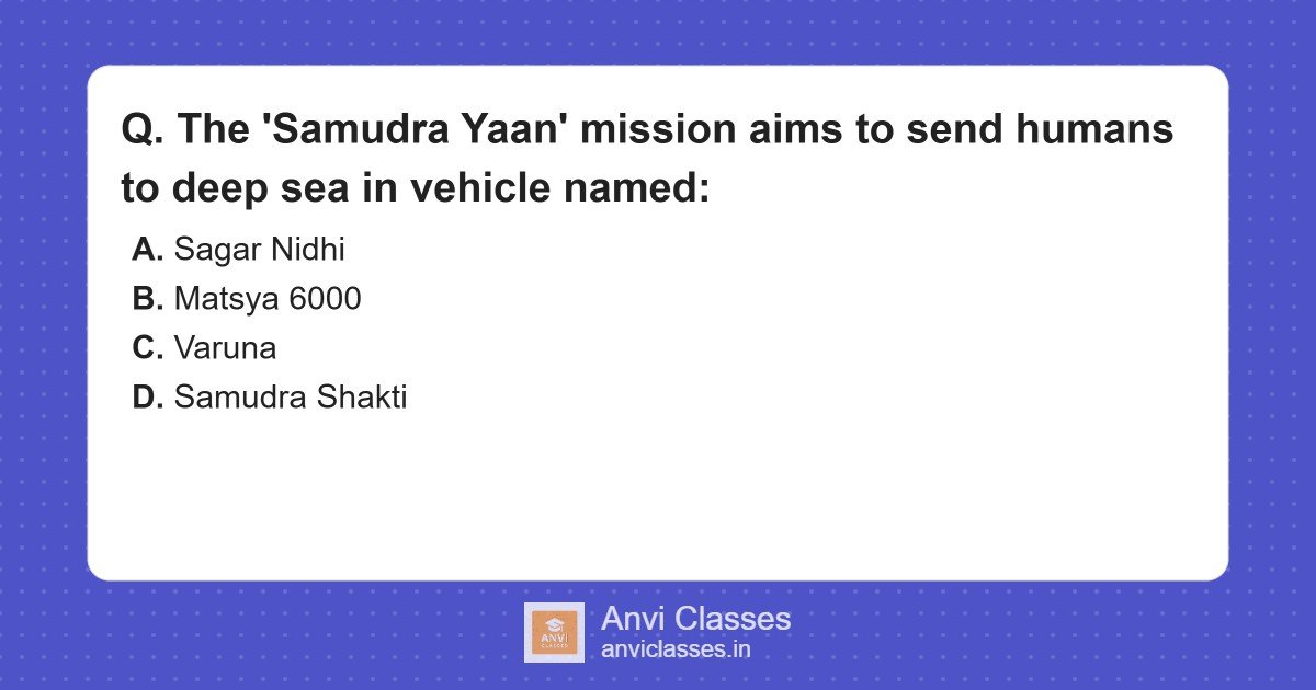 Samudra Yaan: India’s Manned Deep Sea Submersible