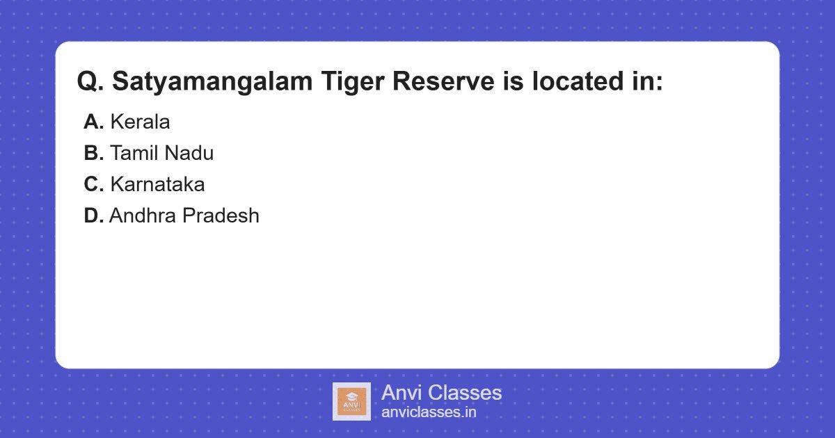 Satyamangalam Tiger Reserve Location