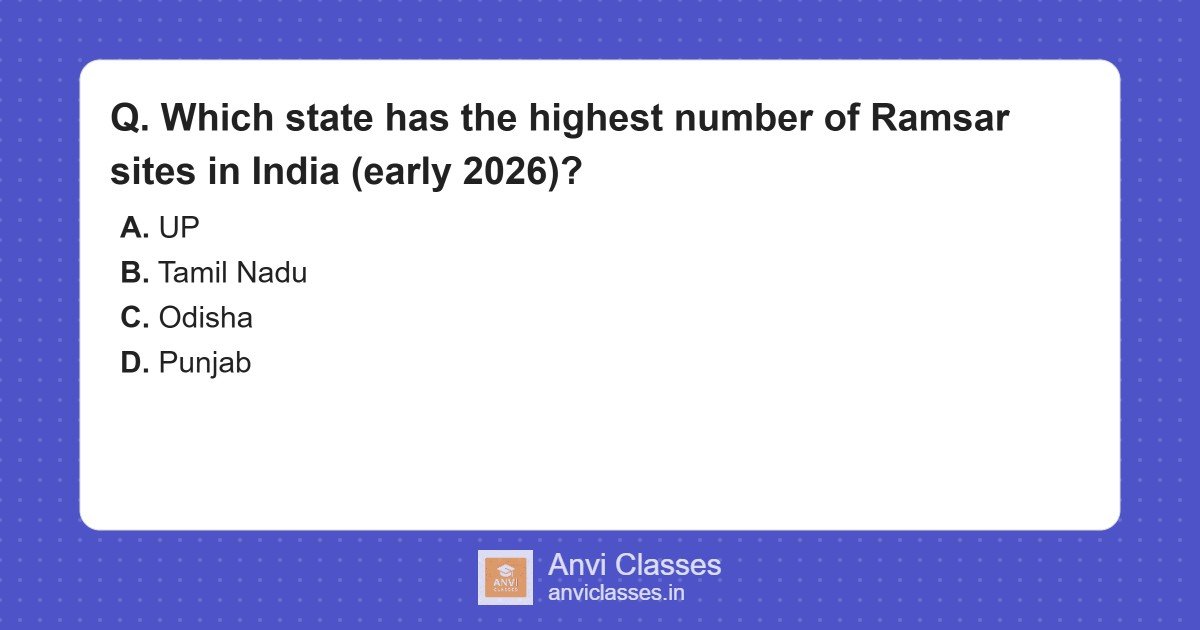 State with Most Ramsar Sites in India