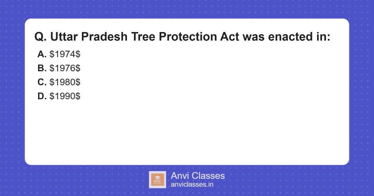 Uttar Pradesh Tree Protection Act Enactment Year