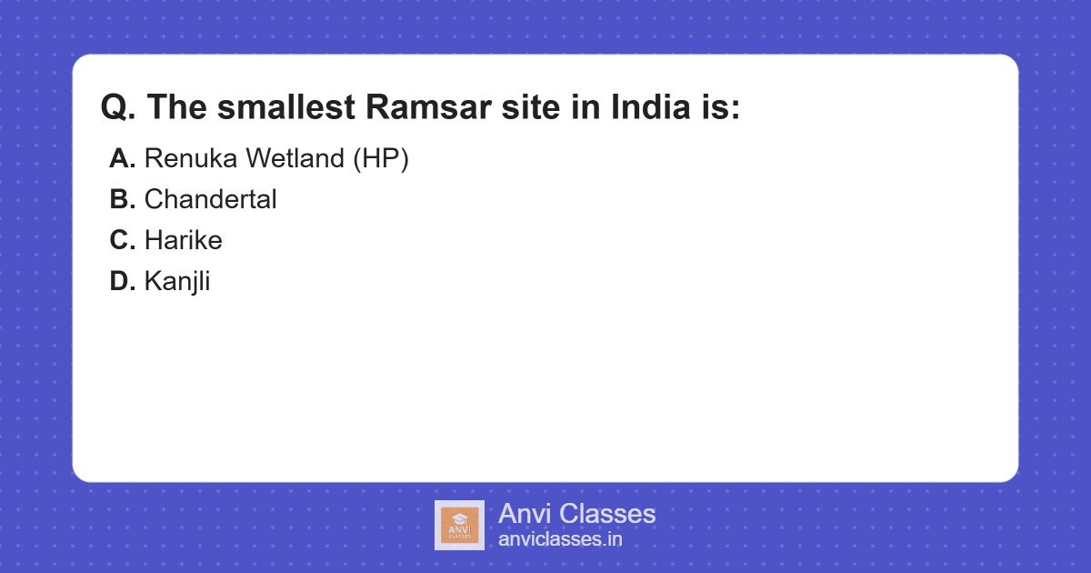 Which is the smallest Ramsar site in India?