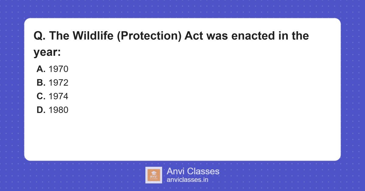 Wildlife Protection Act Enactment Year in India